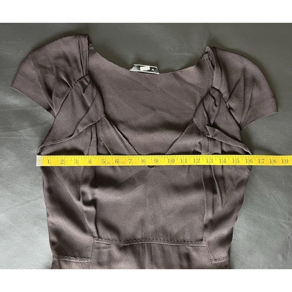 Prada 2007 Archival Brown Crepe V-Neck Midi Dress IT 42 US 6-8 A-Line Flare Luxe - Picture 8 of 13